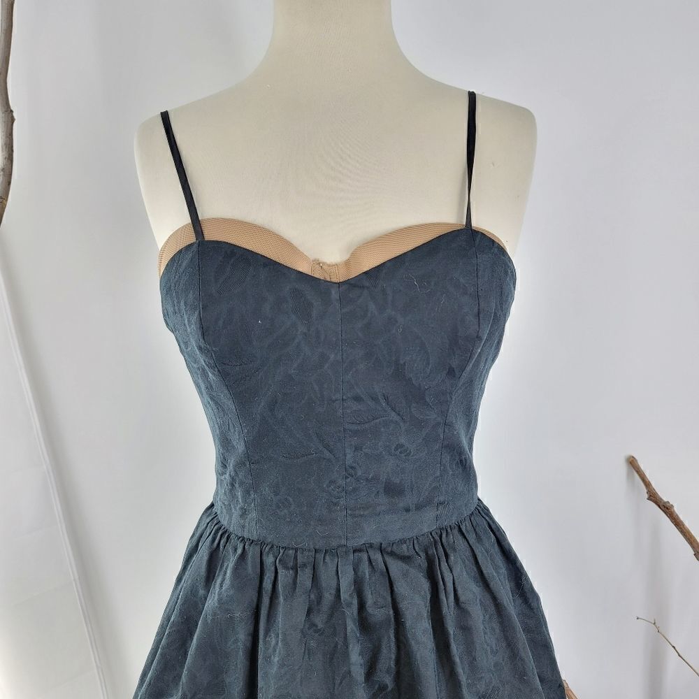 Vintage 80s Helene Sidel black asymmetrical ruffle dress - Picture 2 of 7